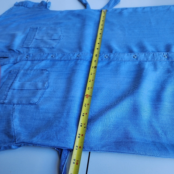 H&M Denim Women's Dress  Blue Denim Snap Buttons Short Sleeve Tie Sz 4 - Picture 11 of 15